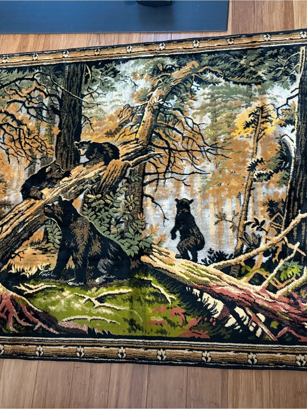 Vintage Bears Wall Tapestry Rug, Made in Italy.